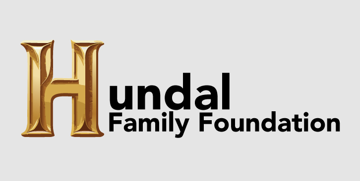 Hundal Family Foundation logo. Large gold H with the rest of the name in black type.